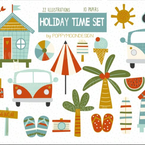 Holiday Time clipart and paper set cover image.