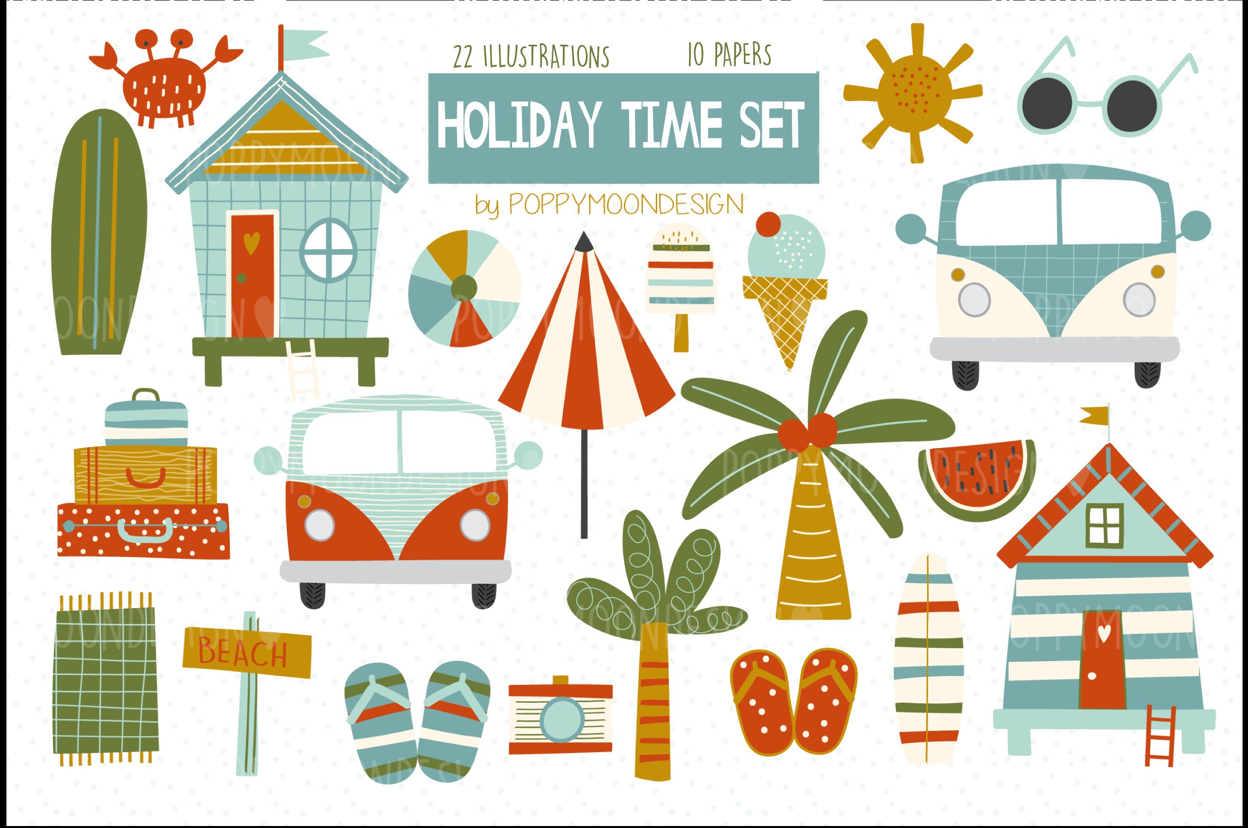 Holiday Time clipart and paper set cover image.