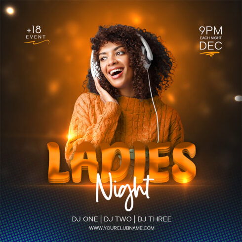 Ladies Night Party Flyer Template cover image.