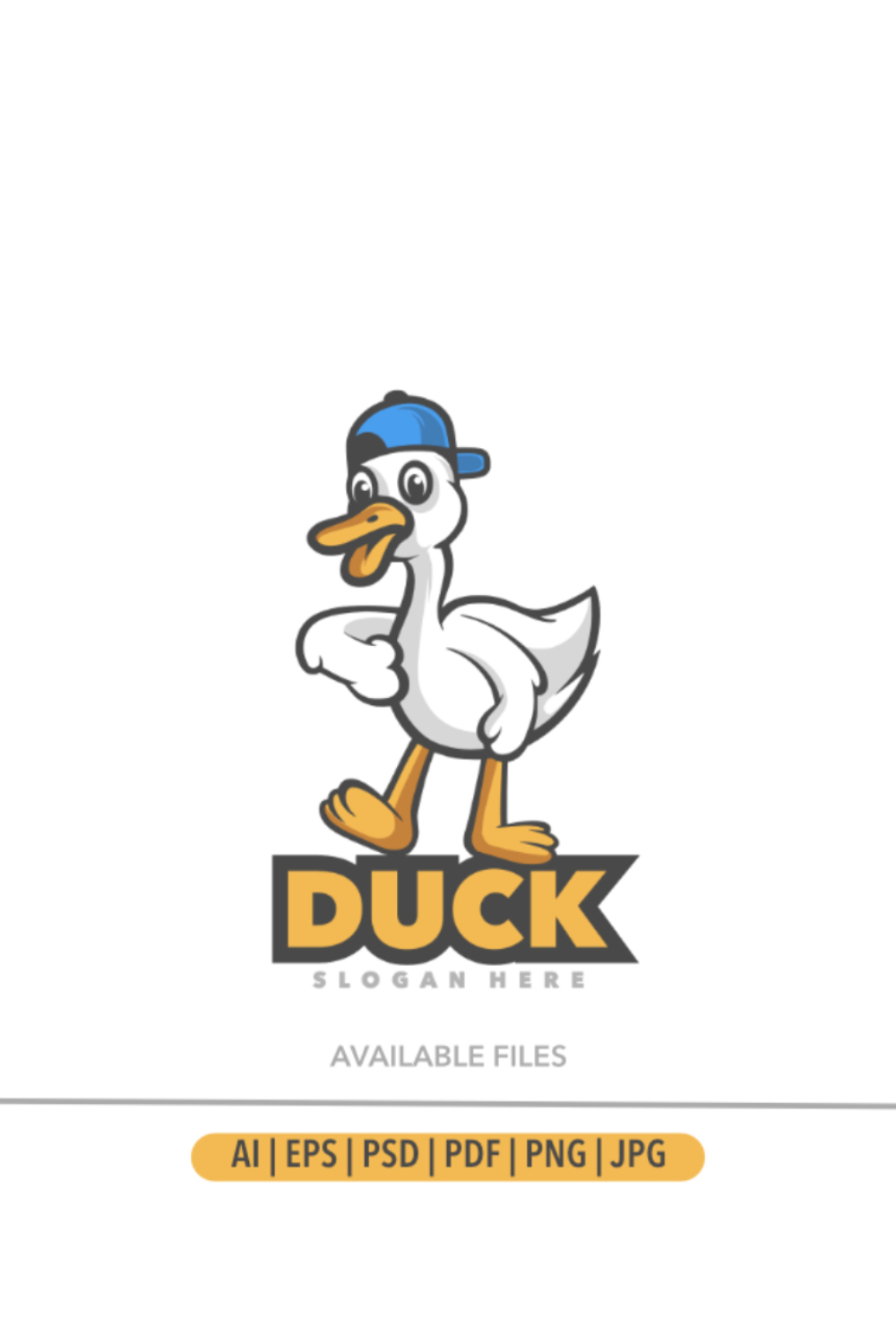 Duck mascot logo template pinterest preview image.