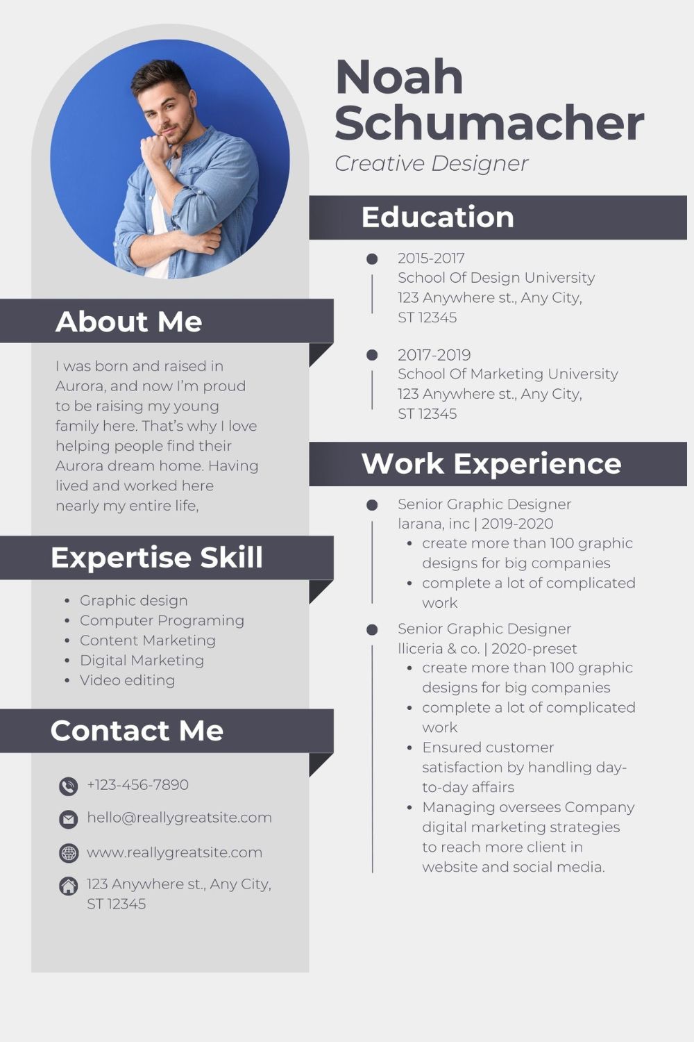 Professional CV Resume for Creative Designer pinterest preview image.