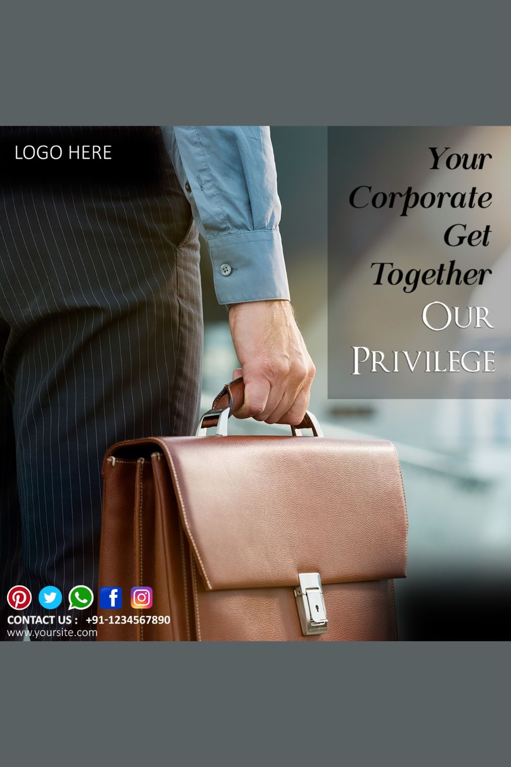 Corporate Meeting Social Media Template pinterest preview image.