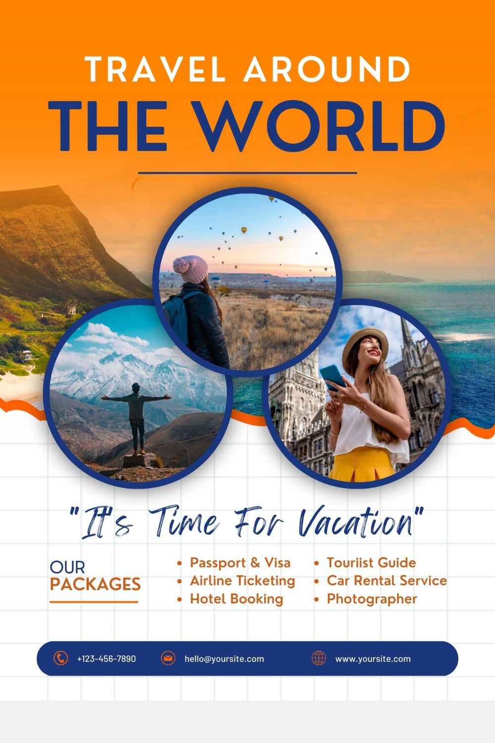Modern Travel Package Social Media Template pinterest preview image.