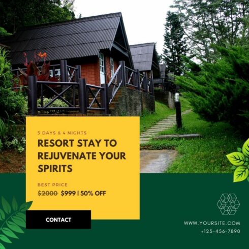 Amazing Hotel Resort Stay Social Media Template cover image.