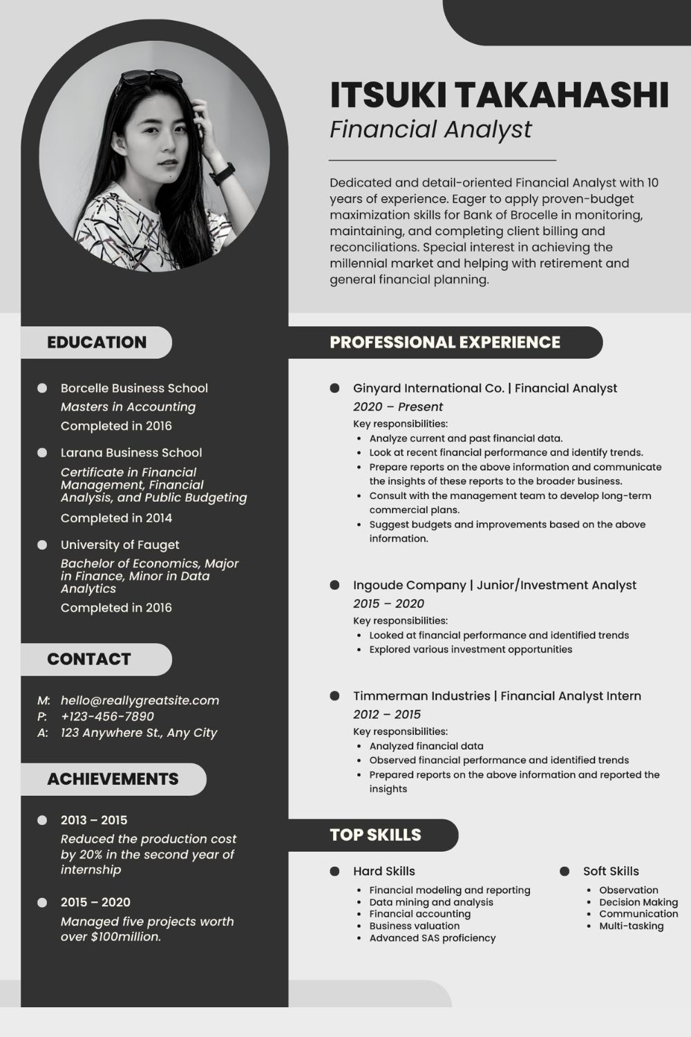 Professional Looking Resume / CV Template pinterest preview image.