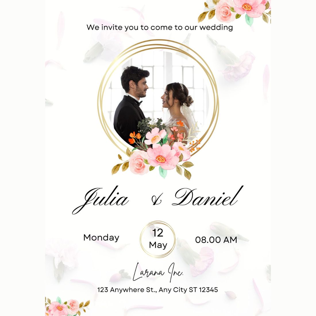 Modern Minimalist Design Wedding Invitation Template cover image.