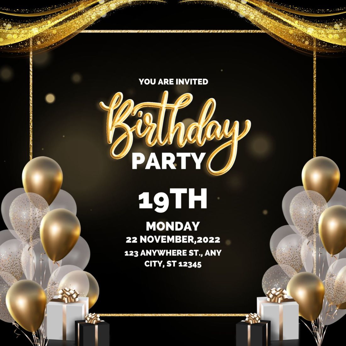 Personalize online this Abstract Colorful Birthday Party Invitation template