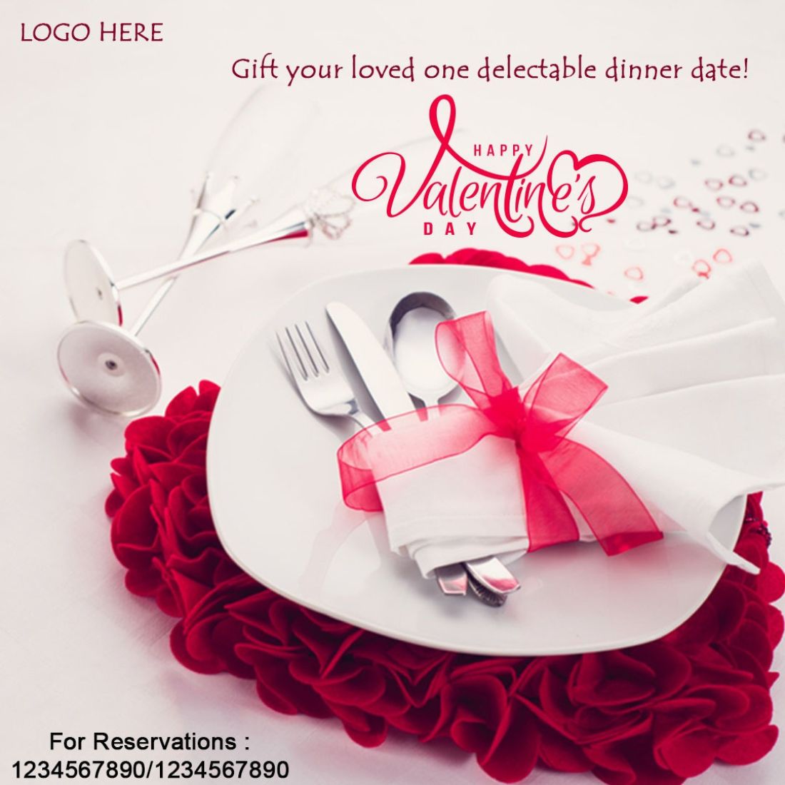Valentine's Day Restaurant Offer Template for Social Media cover image.