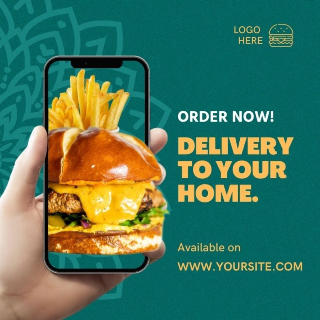 Order Food Online Modern Social Media Template cover image.