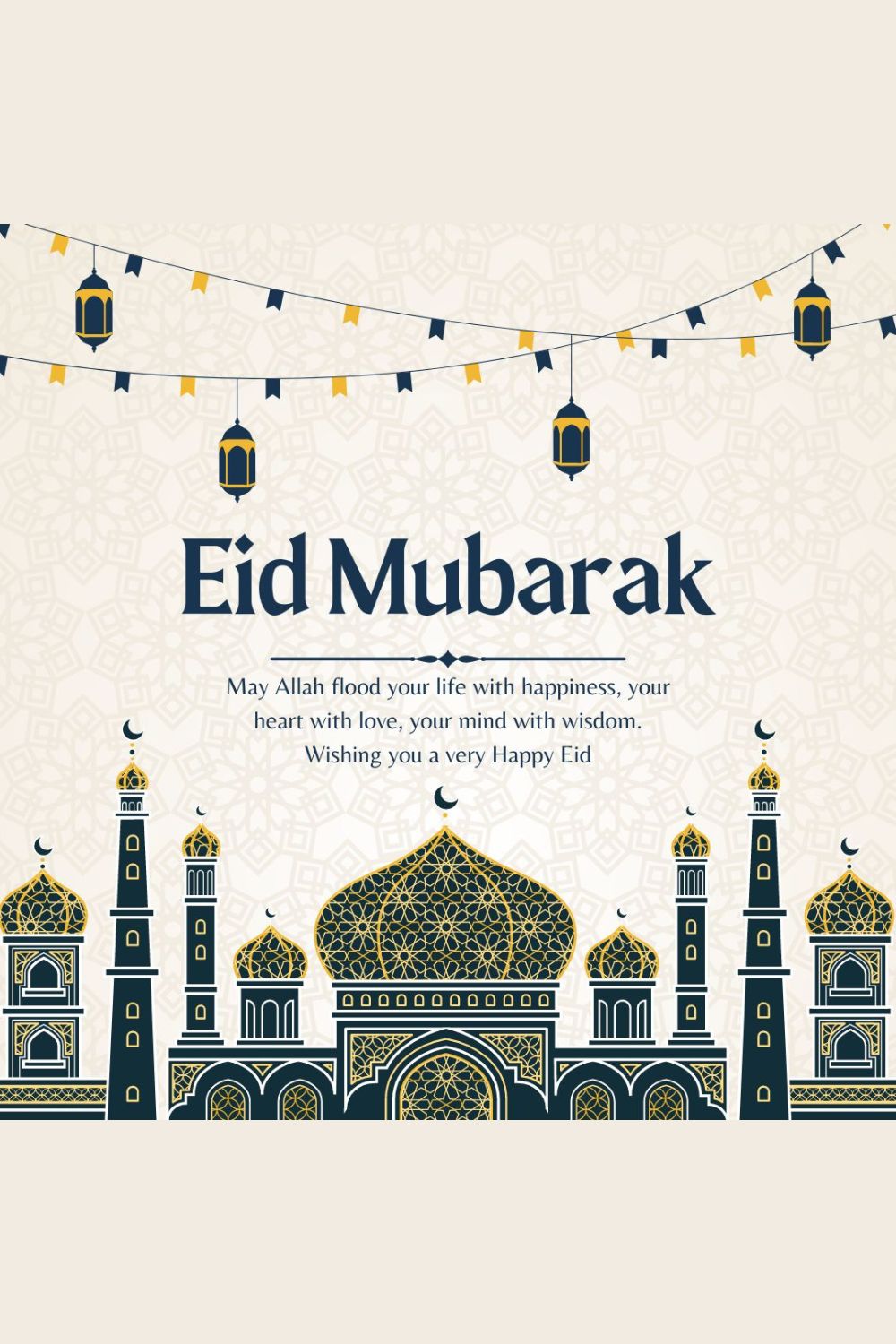 Festival Eid Mubarak Instagram Post Template pinterest preview image.