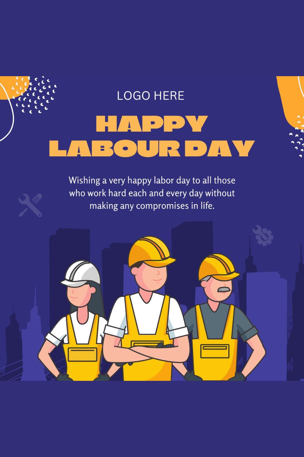 Vector Happy Labour Day Template for Instagram and Social Media pinterest preview image.