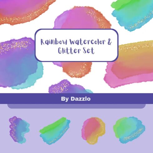 Rainbow Watercolor Strokes with Glitter cover image.