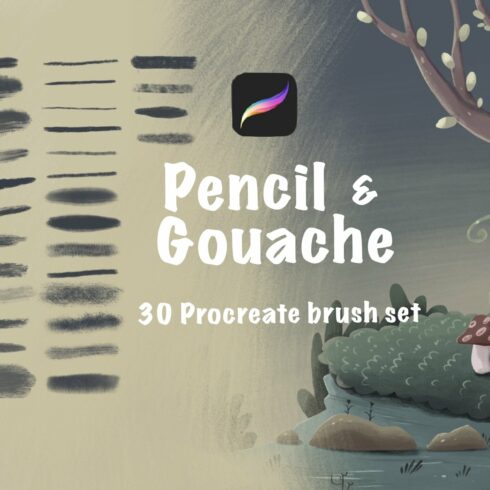 Pencil and Gouache Procreate Brush cover image.