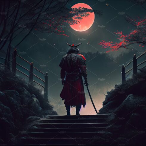 terrifying ronin stands in the forest at night cover image.