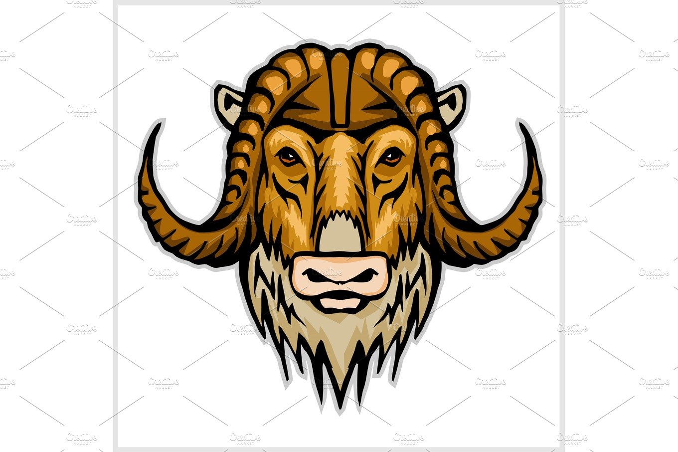Buffalo head emblem isolated on white background. Design element for logo, ... cover image.