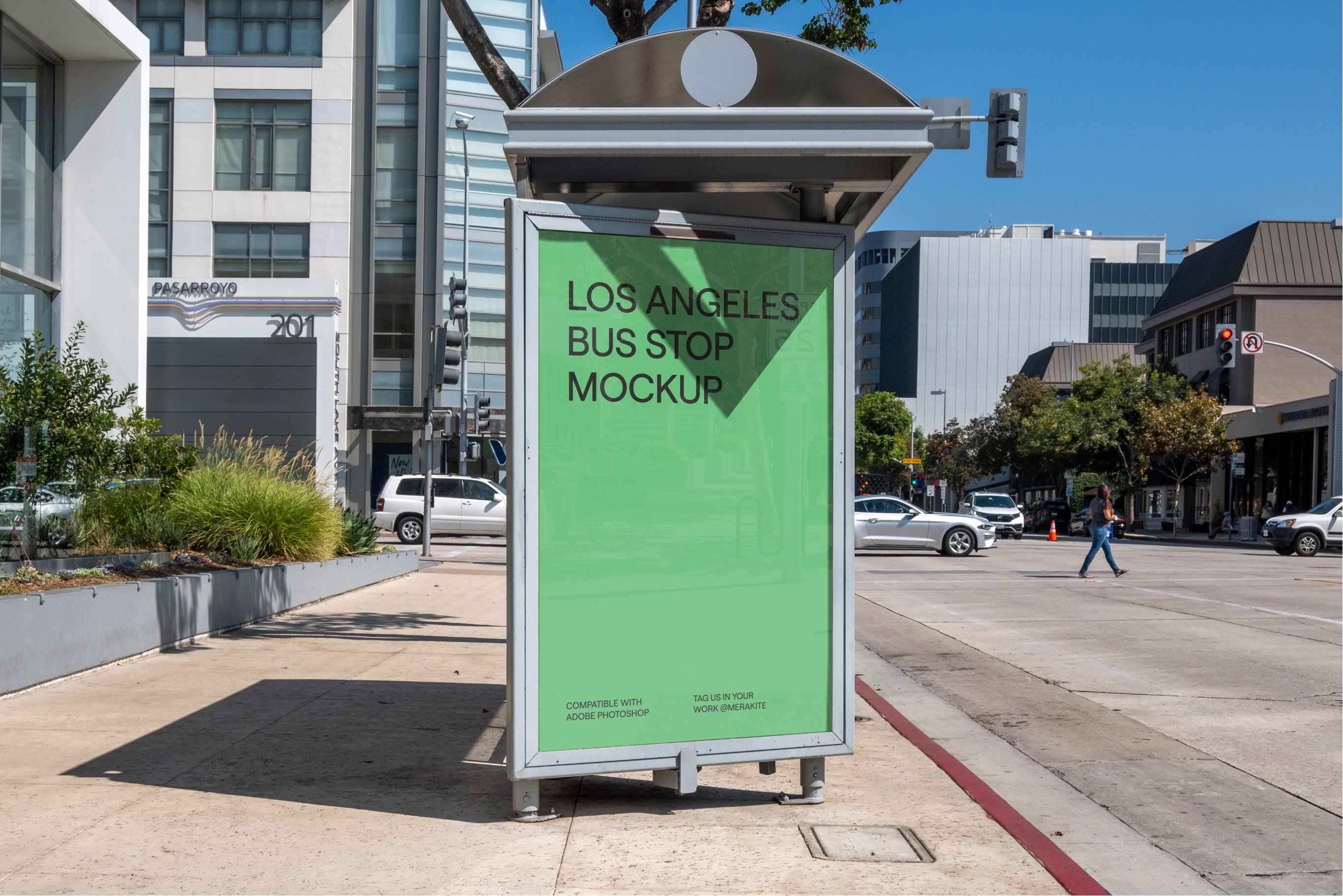 Downtown City Urban Bus Stop Mockup cover image.