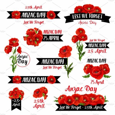Anzac Remembrance Day badge of red poppy flower cover image.
