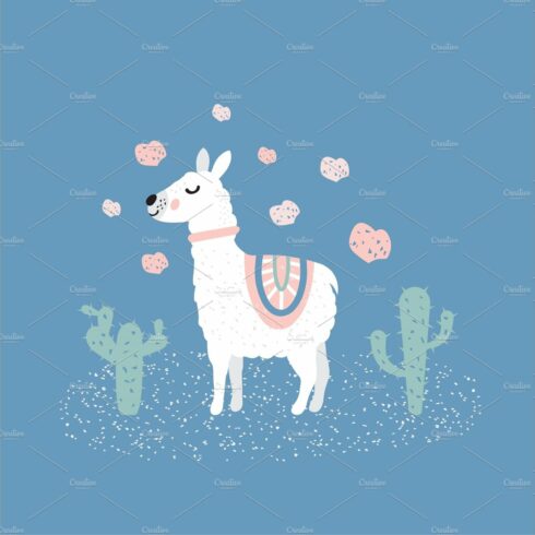 Cute llama illustration cover image.