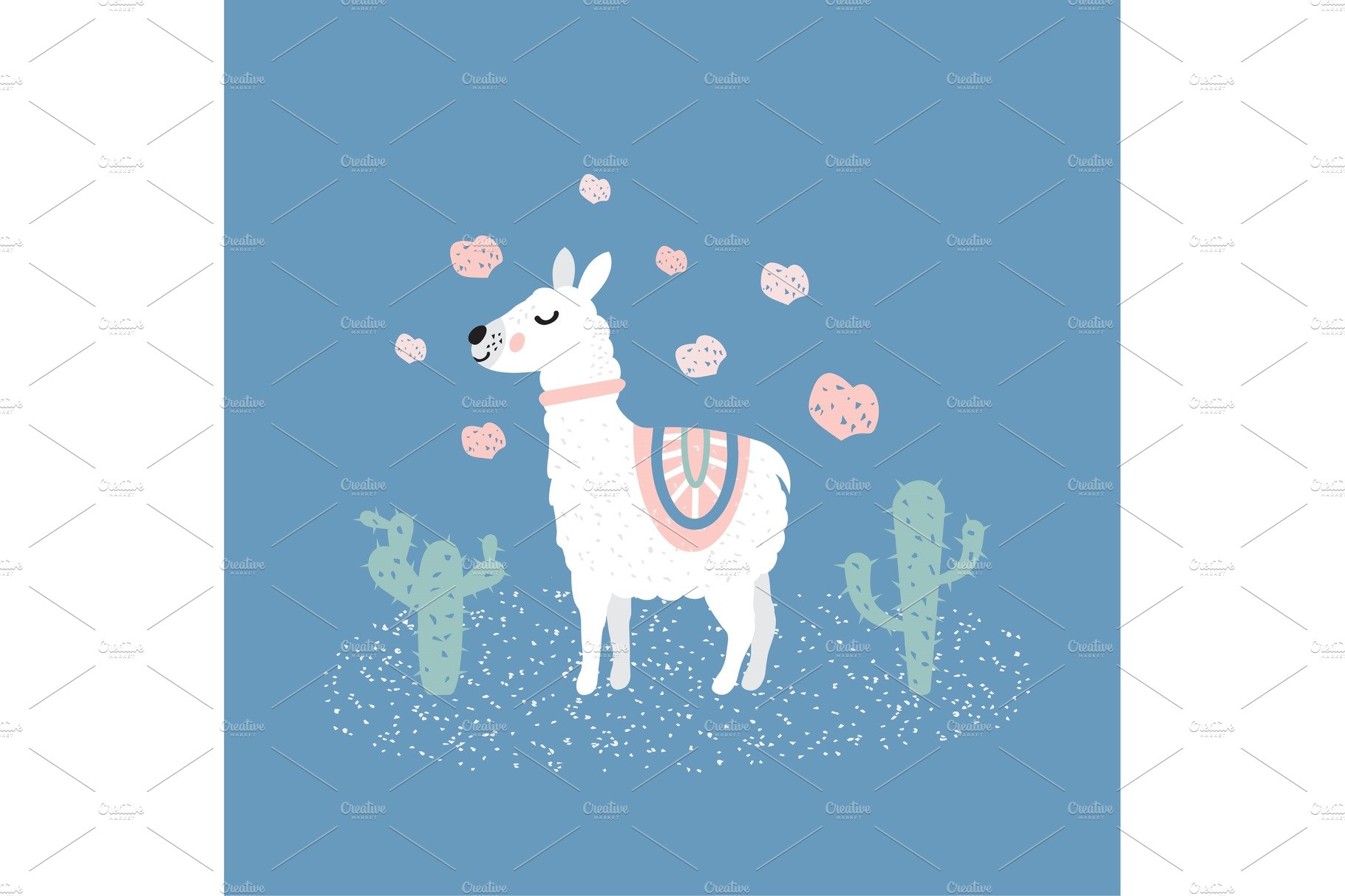 Cute llama illustration cover image.