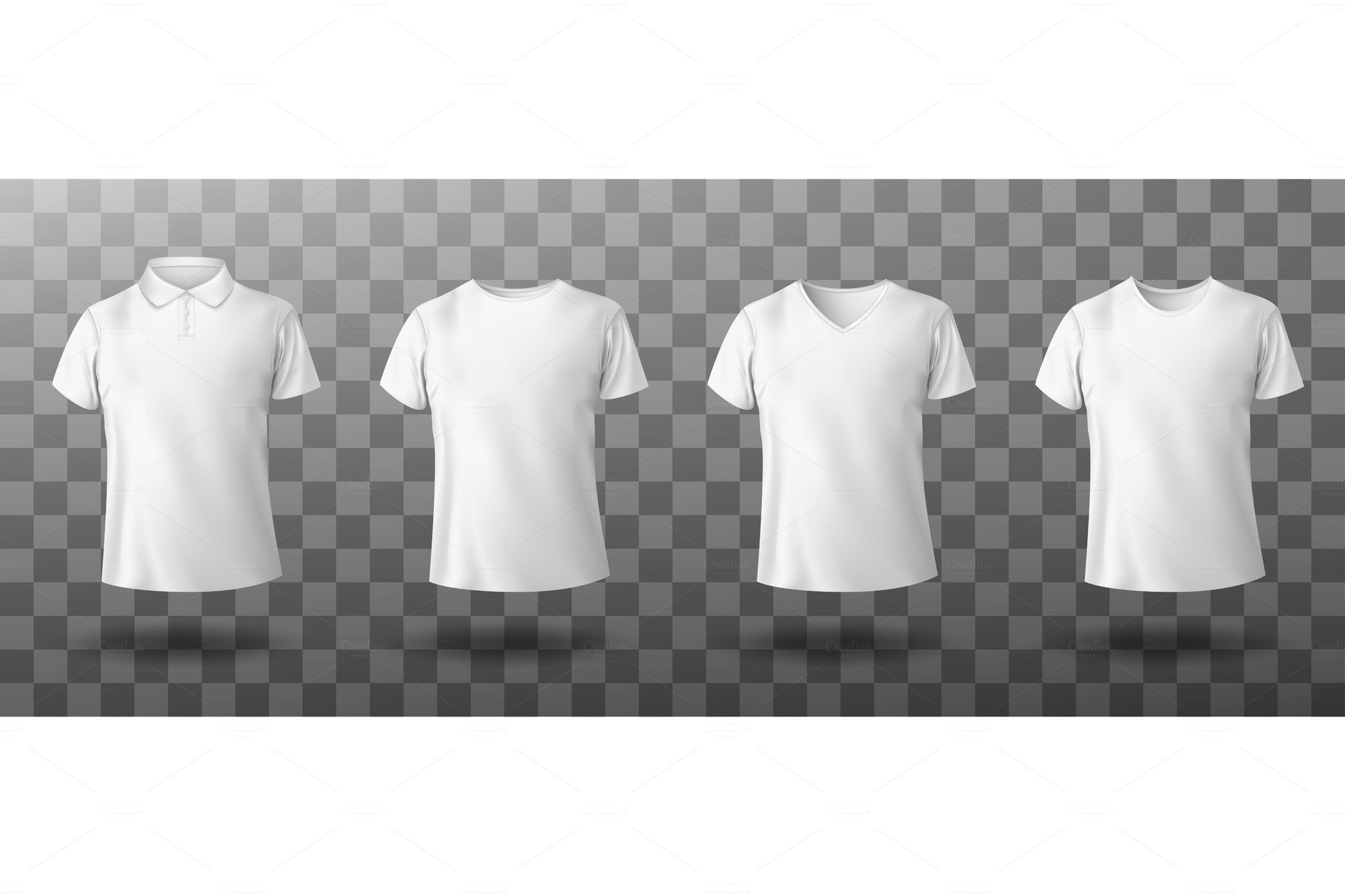 Realistic mockup of male white polo cover image.