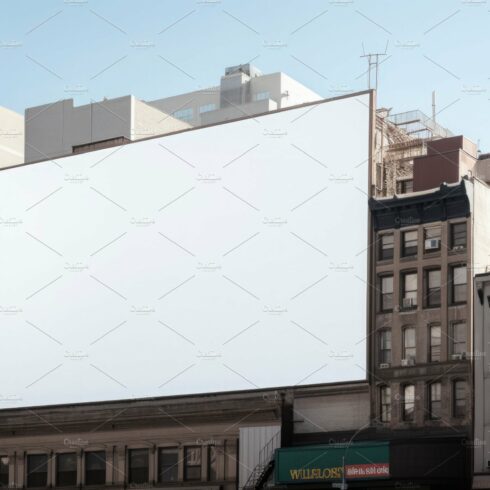 Empty billboard at wall building on city street. Ilustration. Ge cover image.