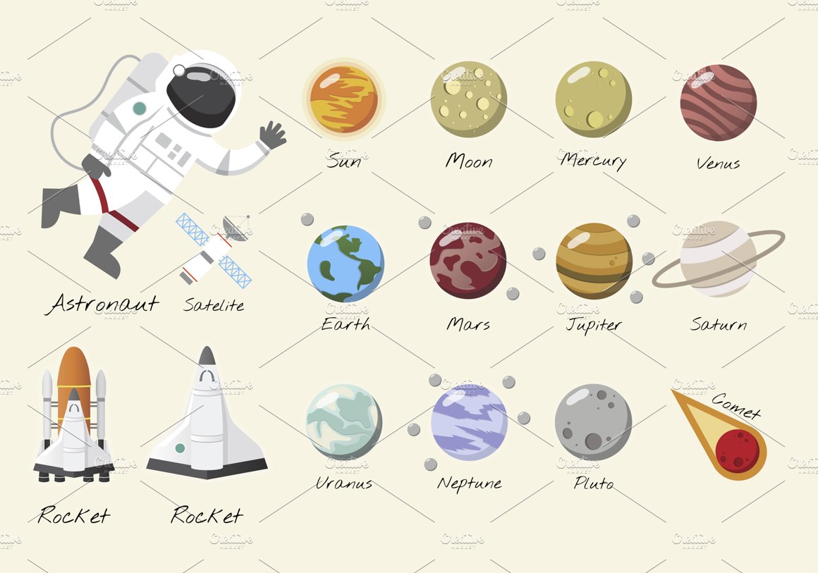 The solar system vector cover image.