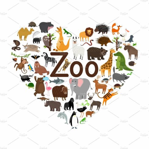 Zoo heart shape illustration cover image.