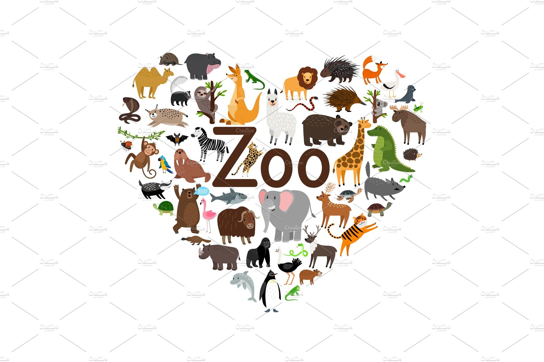 Zoo heart shape illustration cover image.