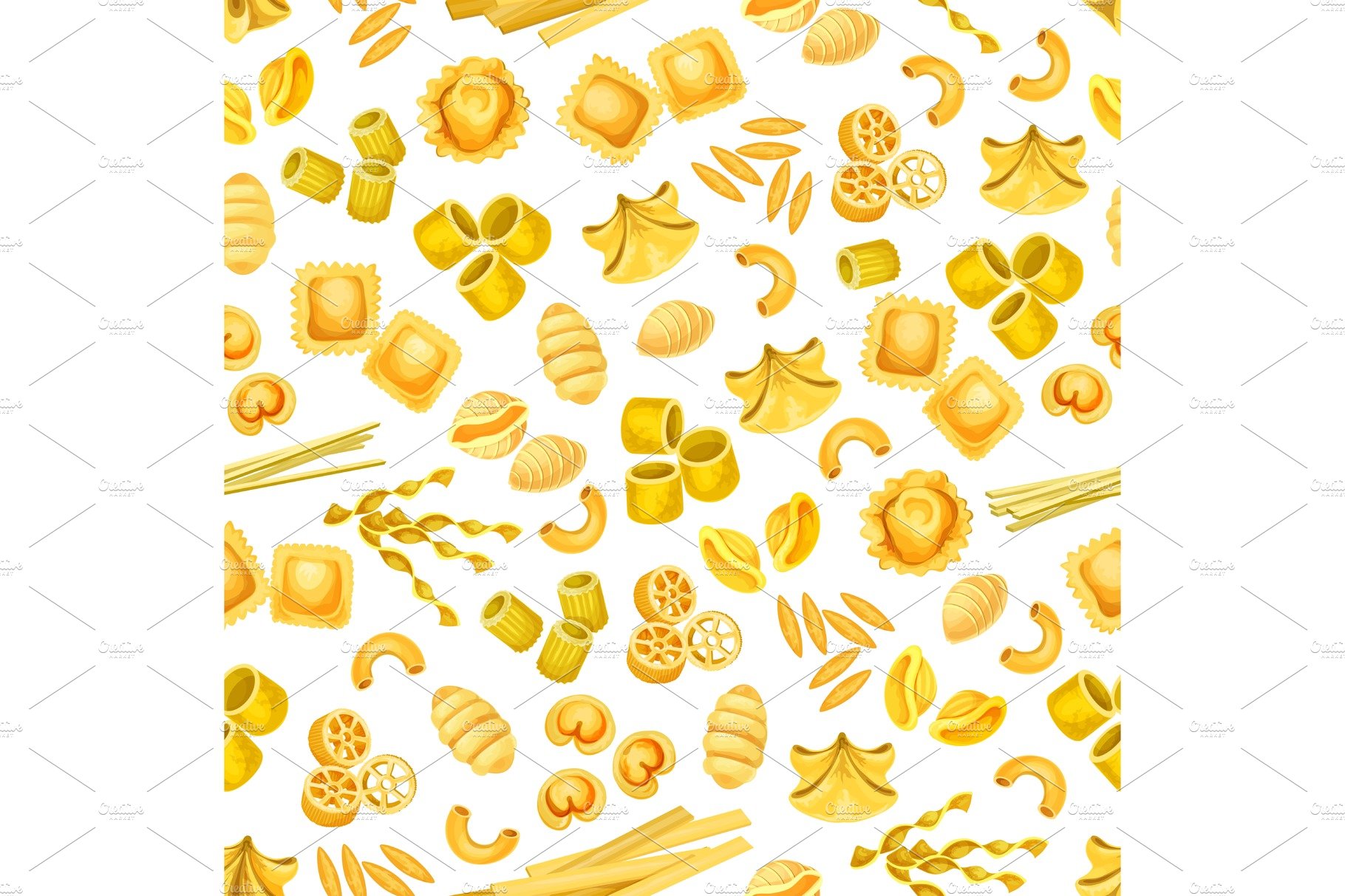 Italian pasta seamless pattern cover image.