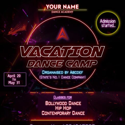 NEON POSTER TEMPLATE FOR DANCE OR OTHER INSTITUTIONS cover image.