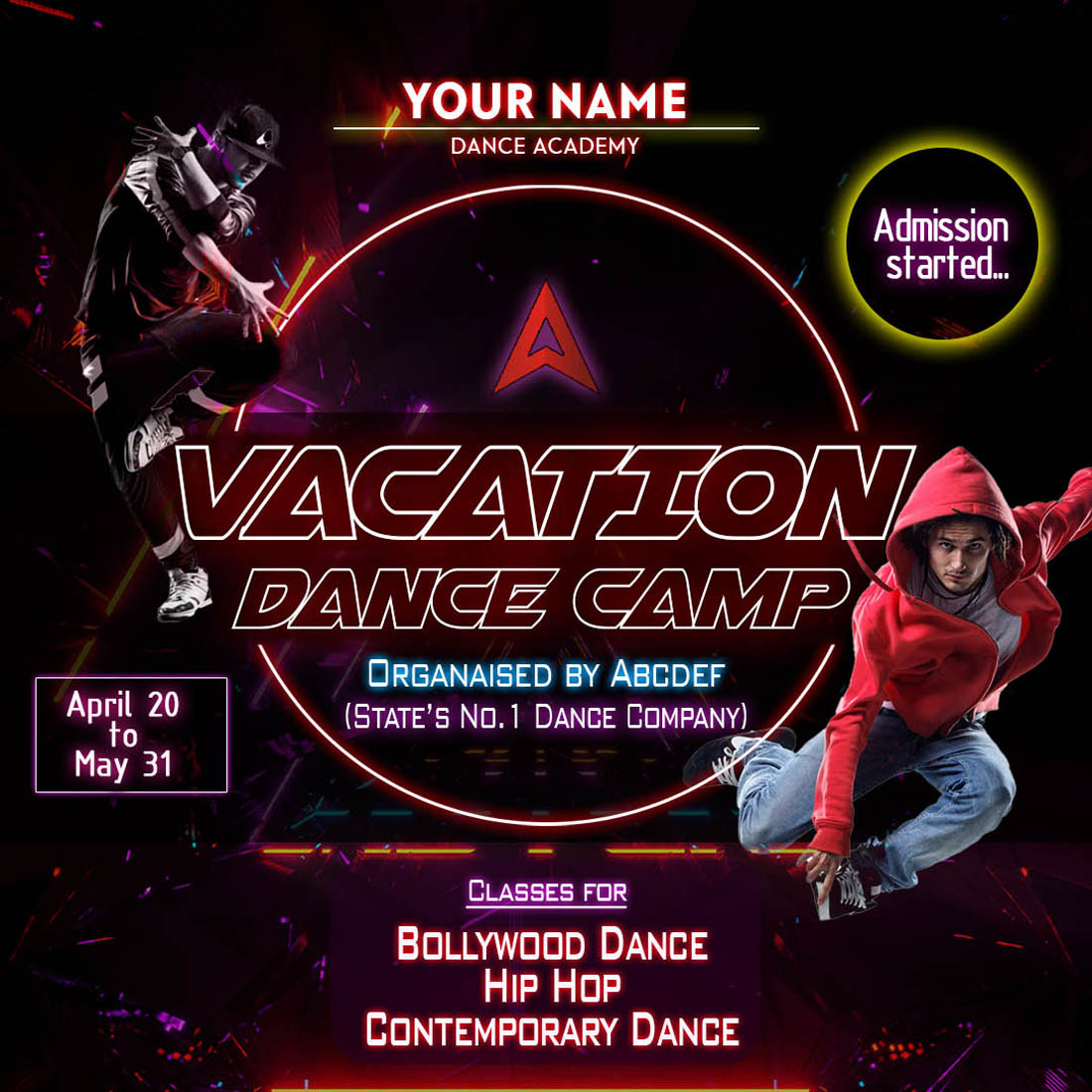 NEON POSTER TEMPLATE FOR DANCE OR OTHER INSTITUTIONS preview image.