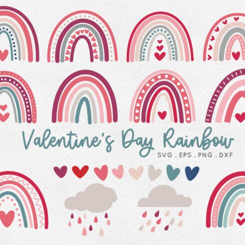 Valentine's Day Boho Rainbow eps svg cover image.