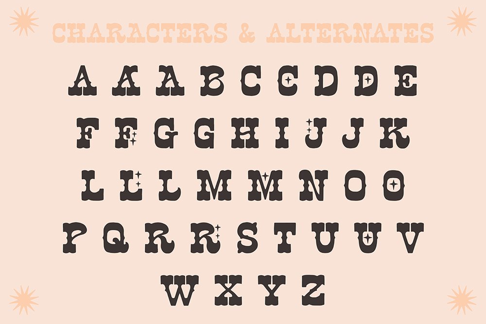 Vaquero • Western handdrawn typeface preview image.