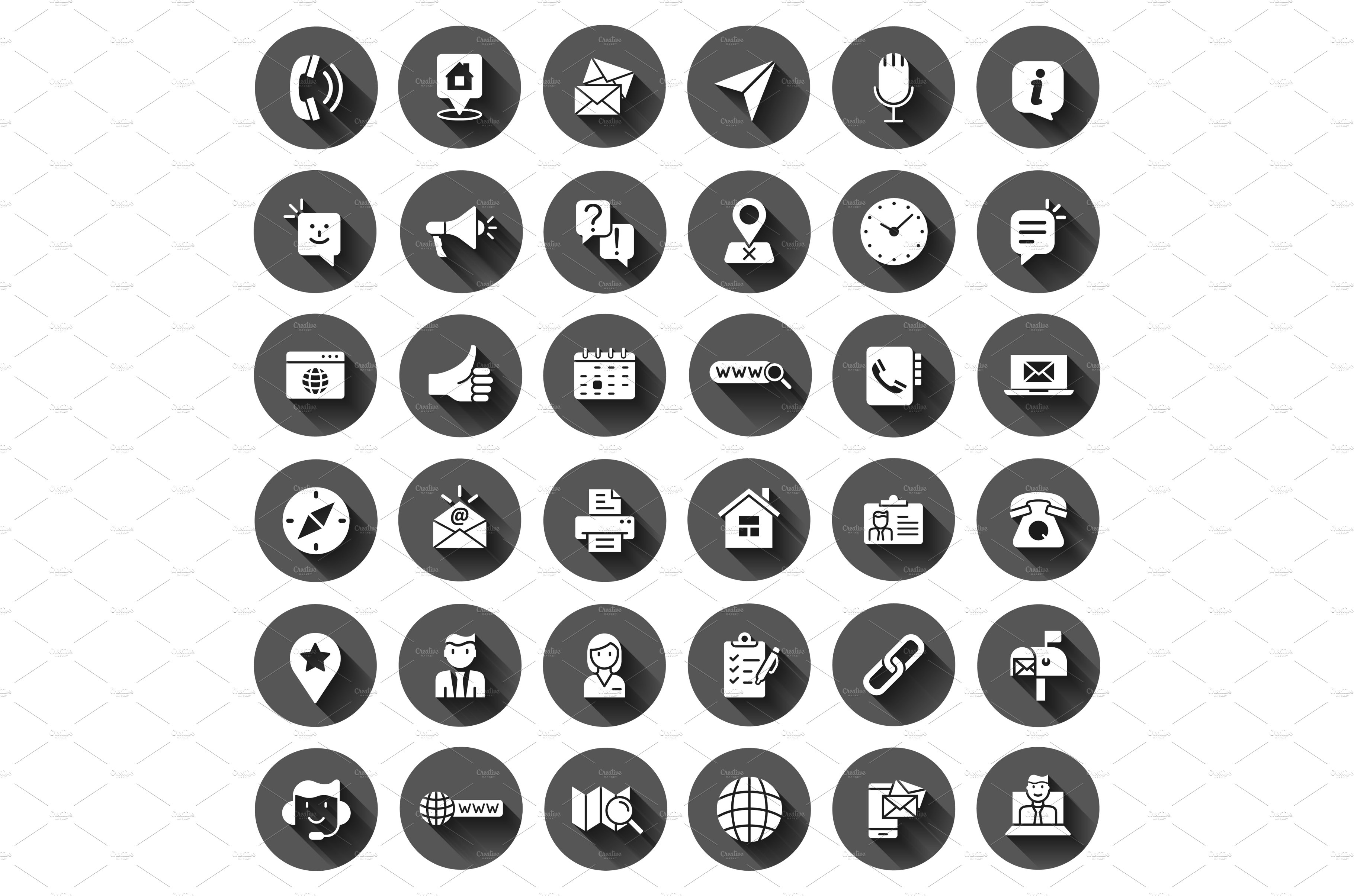 Contact us icon set in flat style cover image.