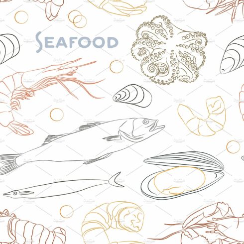 Vector Seafood set pattern cover image.