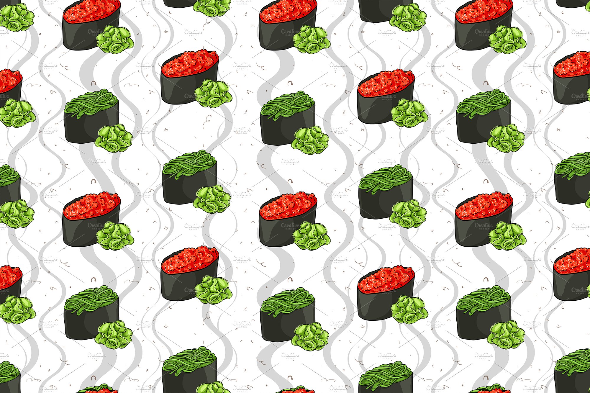 Seamless pattern of sushi cover image.
