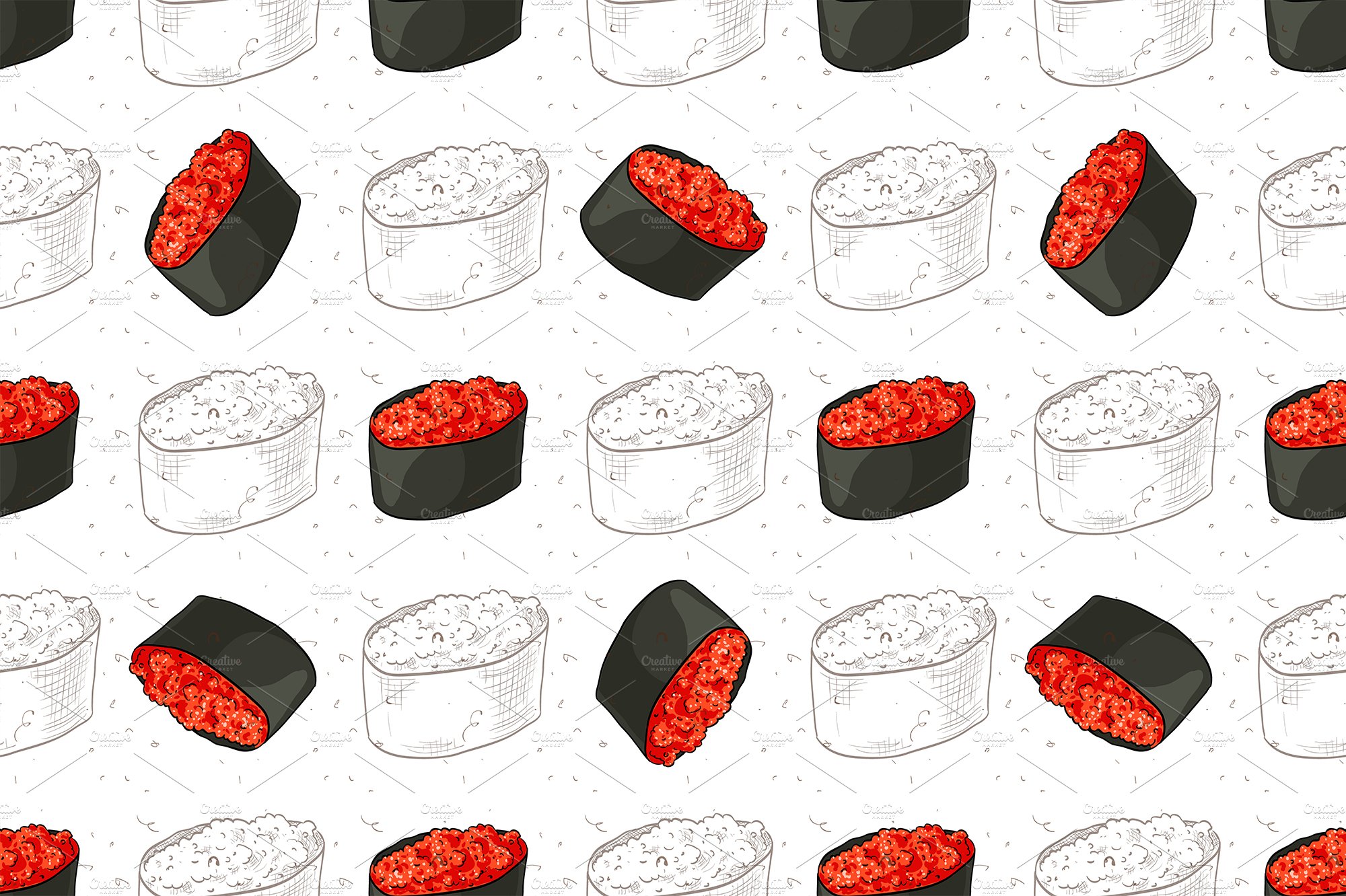 Seamless pattern of sushi cover image.