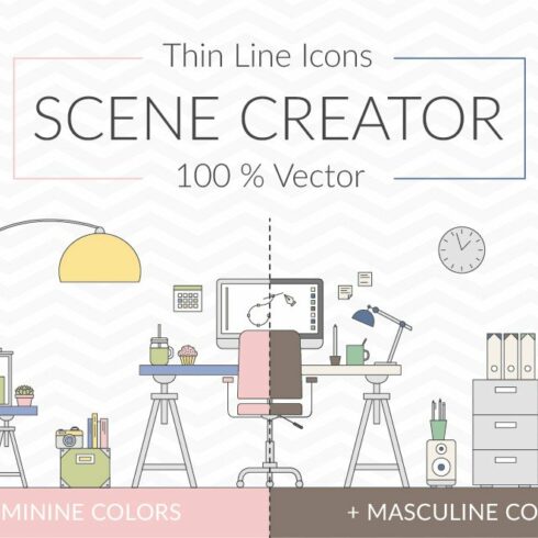 Vector Thin Line Scene Creator cover image.