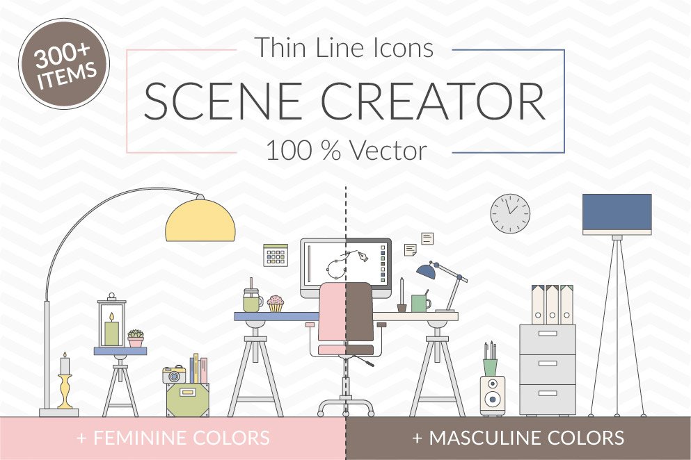 Vector Thin Line Scene Creator cover image.
