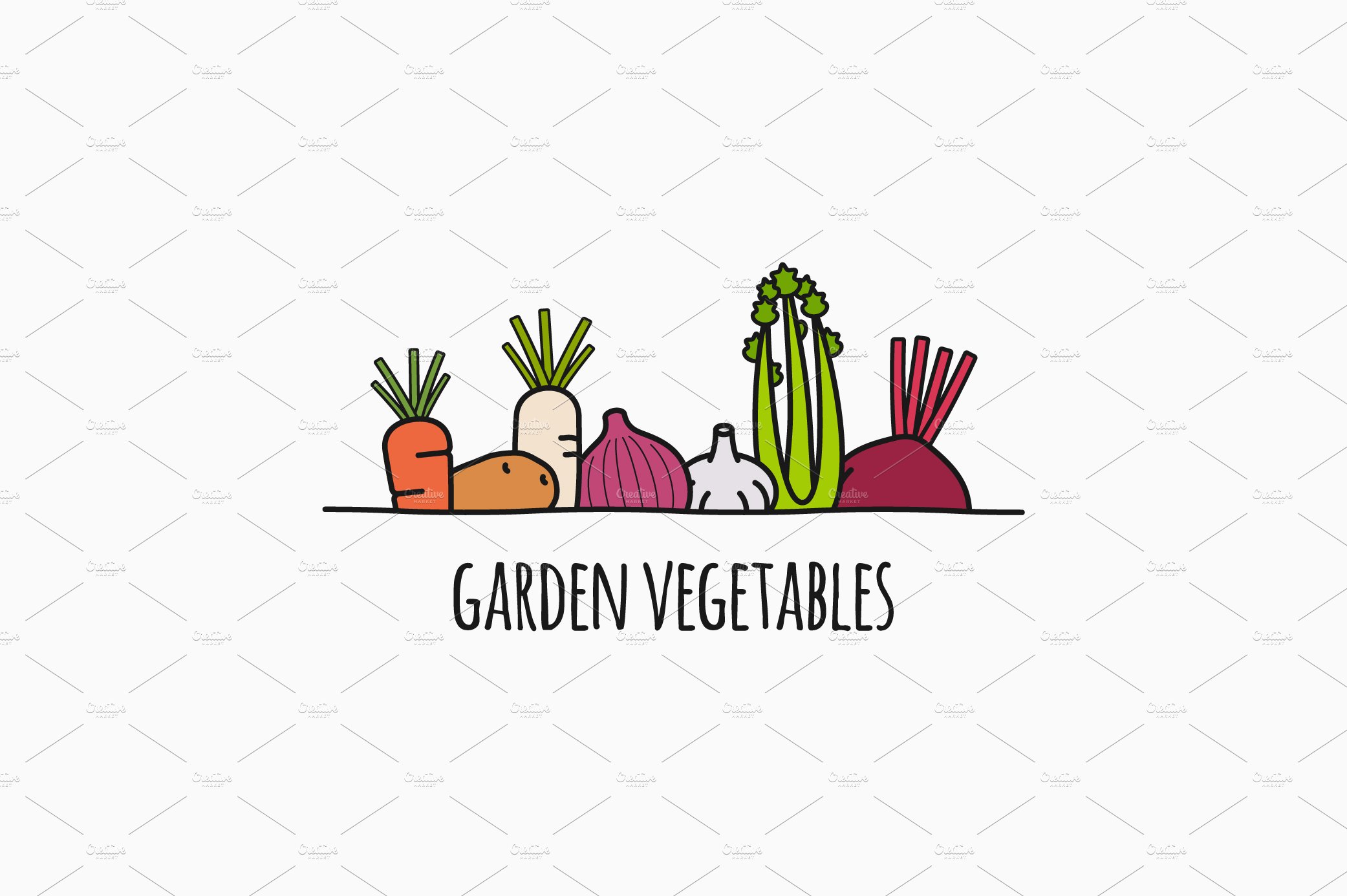 Vegetable linear logo. cover image.