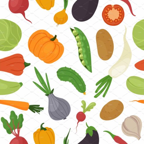 Vegetables healthy seamless pattern cover image.