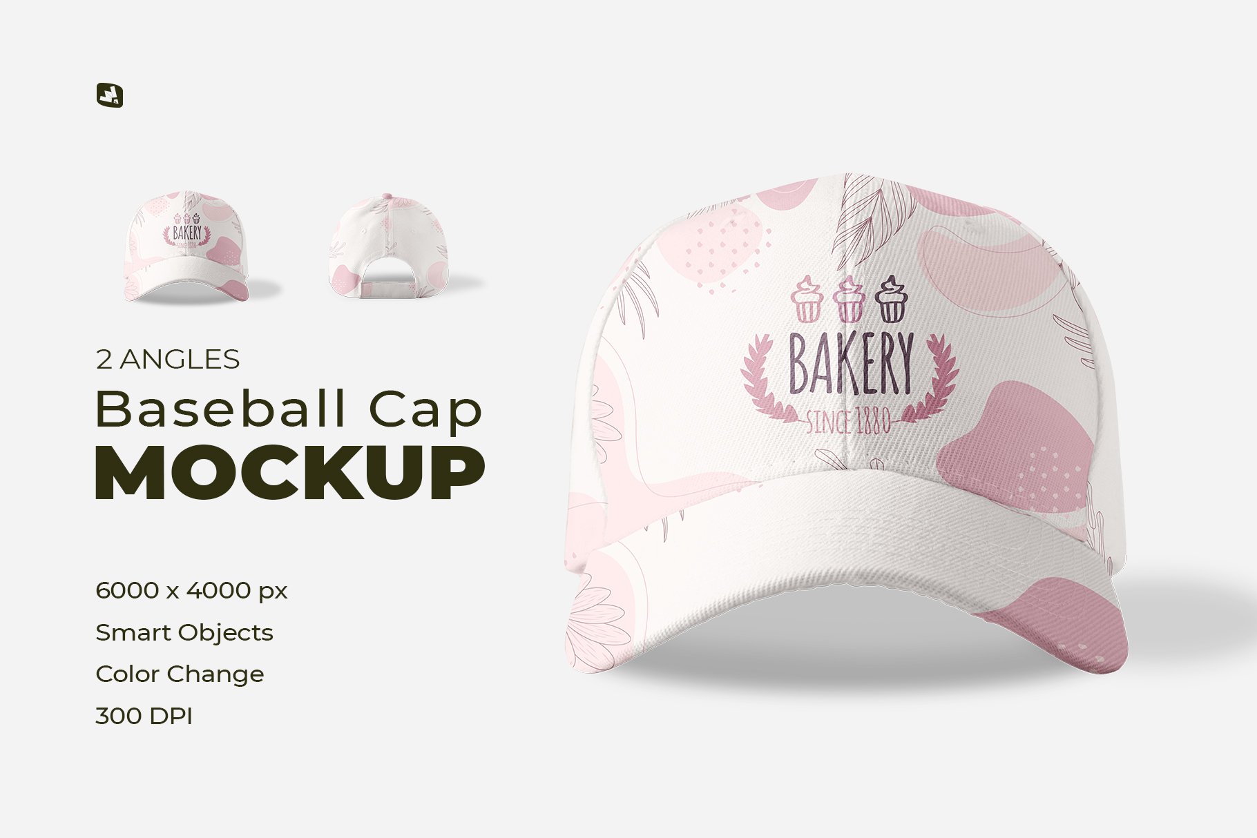 Velcro Snapback Baseball Cap Mockup cover image.