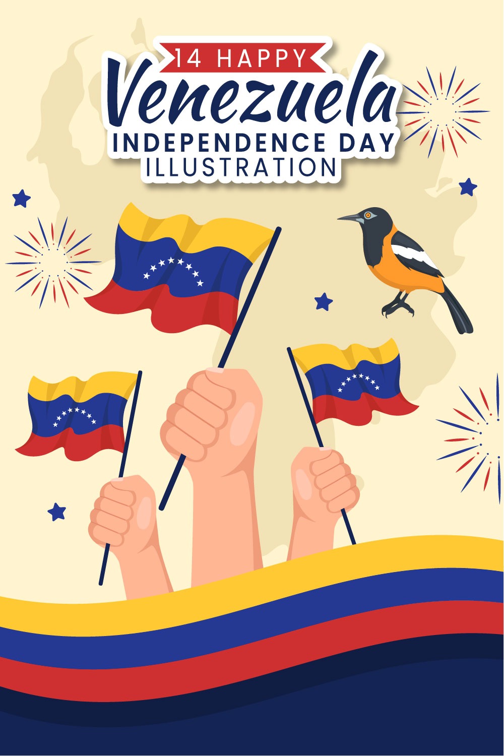 14 Happy Venezuela Independence Day Illustration pinterest preview image.