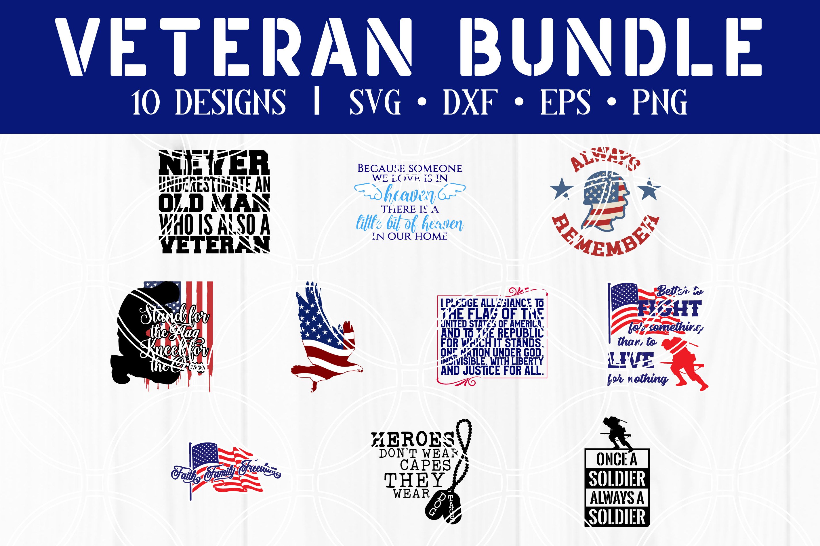 Veterans Day SVG Bundle Memorial Day cover image.