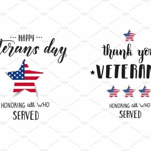Happy Veterans Day lettering. cover image.