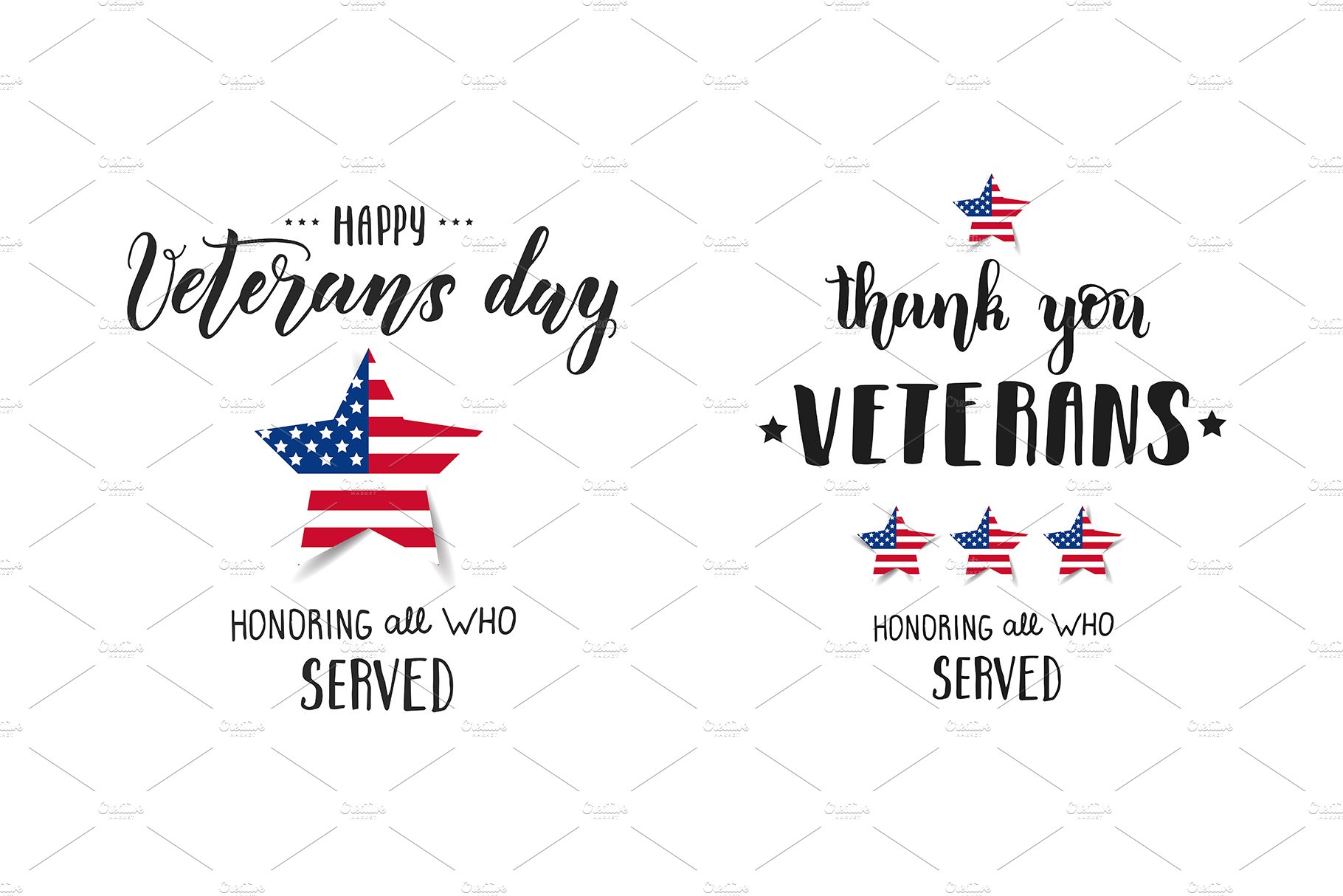 Happy Veterans Day lettering. cover image.