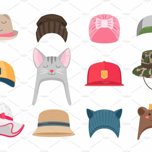Kids hats illustrations cover image.