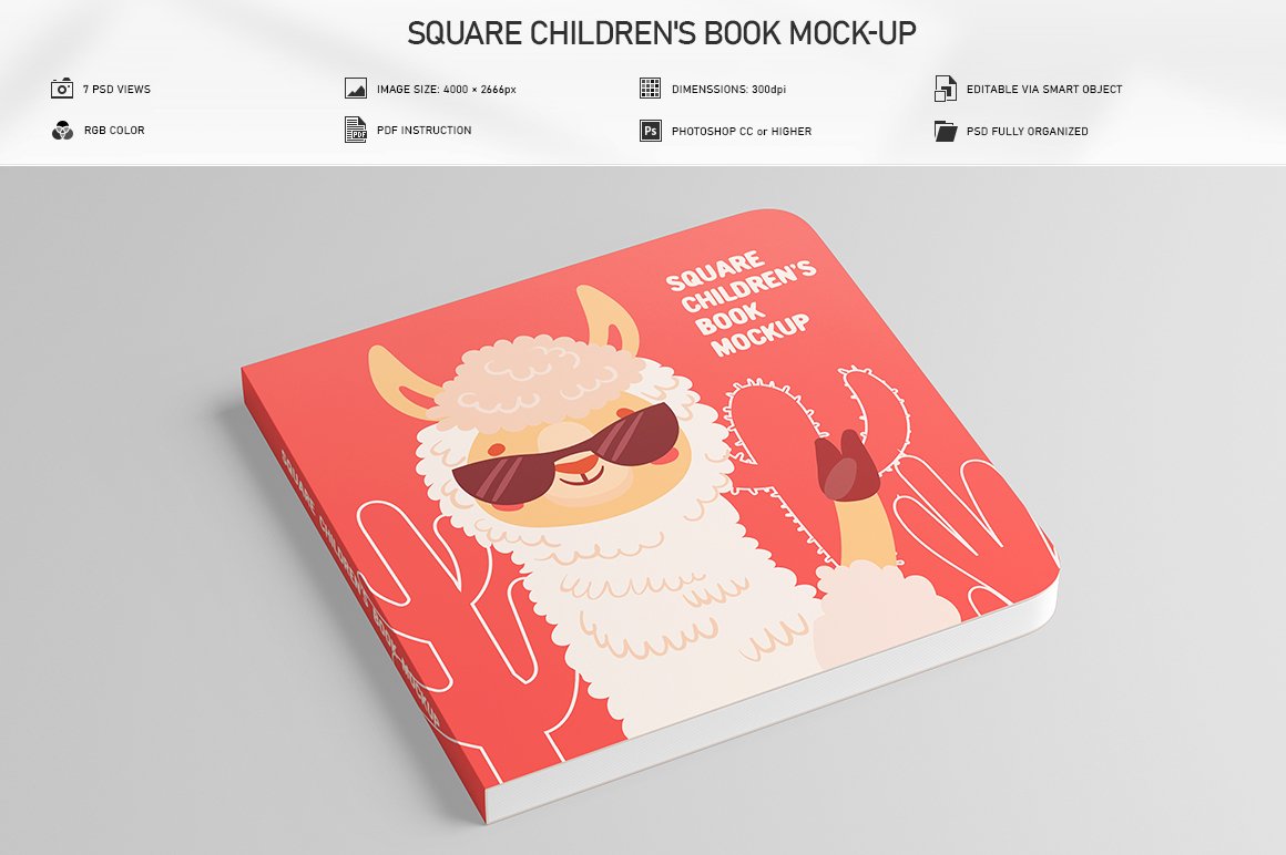 Square Children's Book Mock-Up cover image.