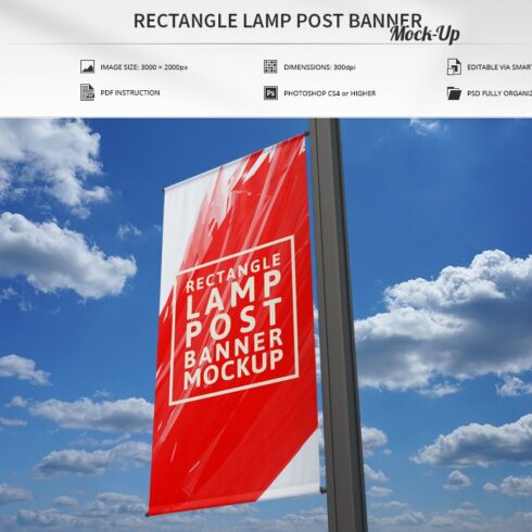 Rectangle Lamp Post Banner Mock-Up cover image.
