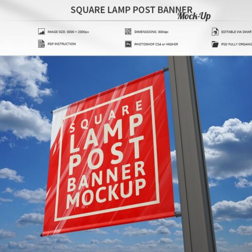 Square Lamp Post Banner Mock-Up cover image.
